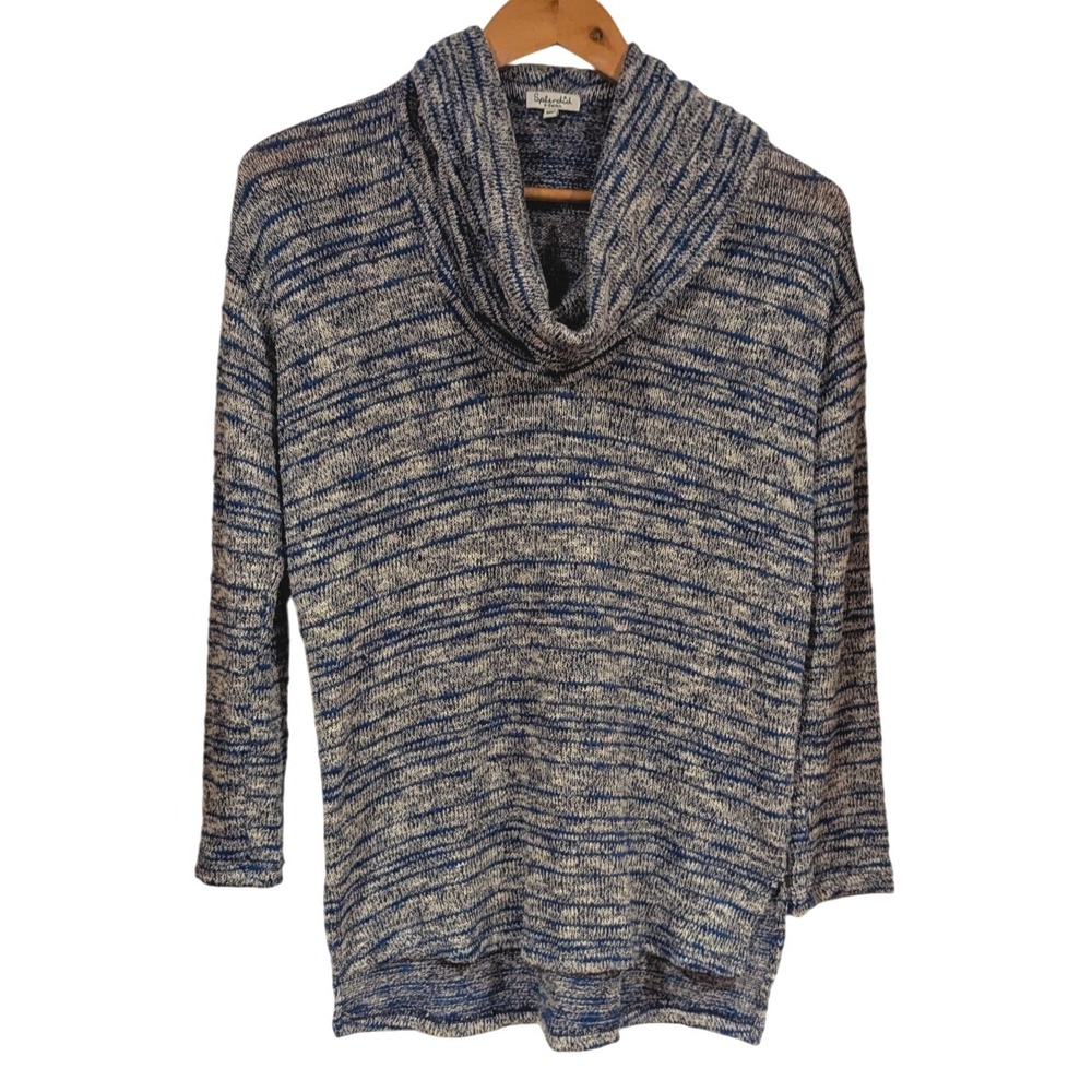 Splendid XS Cowl Neck Knit Pullover Sweater Blue Gray Knit Top‎
